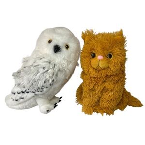 Lot - 2 Harry Potter Wizarding World 12” Plush Crookshanks Cat Hedwig Owl.